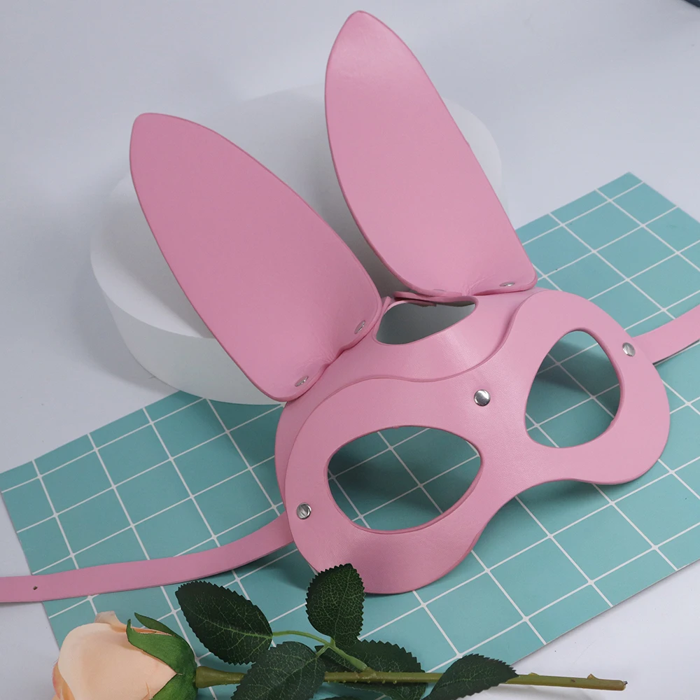 Bunny Mask Rabbit Ears Half Mask for Women Pink PU Leather Cosplay Costume Party Masquerade Halloween Bar Games Bunny Mask Rabbit Ears Half Mask for Women Pink PU Leather Cosplay Costume Party Masquerade Halloween Bar Games