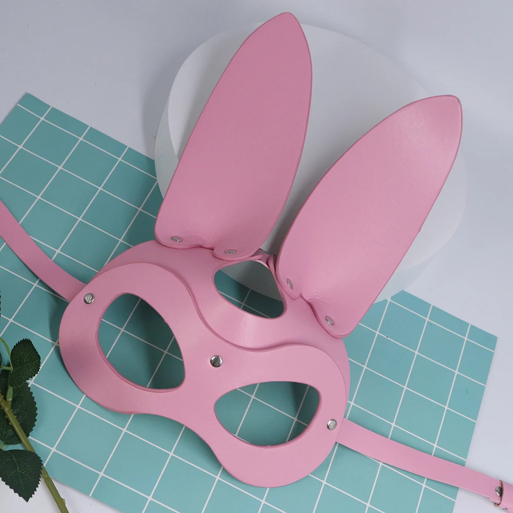 Bunny Mask Rabbit Ears Half Mask for Women Pink PU Leather Cosplay Costume Party Masquerade Halloween Bar Games Bunny Mask Rabbit Ears Half Mask for Women Pink PU Leather Cosplay Costume Party Masquerade Halloween Bar Games