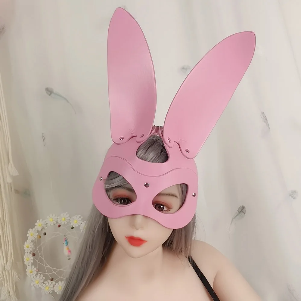 Bunny Mask Rabbit Ears Half Mask for Women Pink PU Leather Cosplay Costume Party Masquerade Halloween Bar Games Bunny Mask Rabbit Ears Half Mask for Women Pink PU Leather Cosplay Costume Party Masquerade Halloween Bar Games