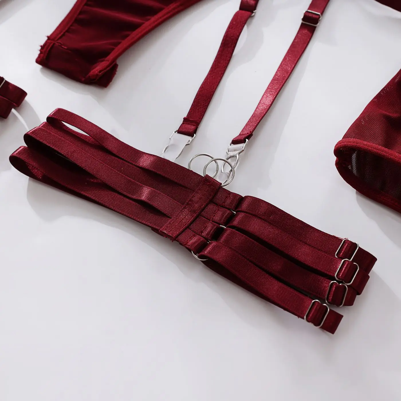 SINGREINY Sensual Sheath Solid Lingerie Rompers Fashion Oversleeve Strapless Slim Playsuits Women Sheer Mesh Sexy Bodysuits