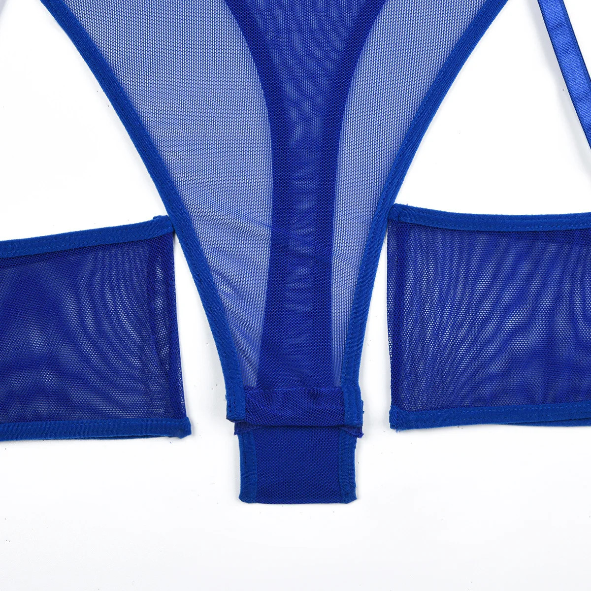 Elastic Mesh Perspective Contrasting Color Outer Cover With Long Sleeves And Camisole Jumpsuit Thin Yarn Bodysuits Women's FPL5