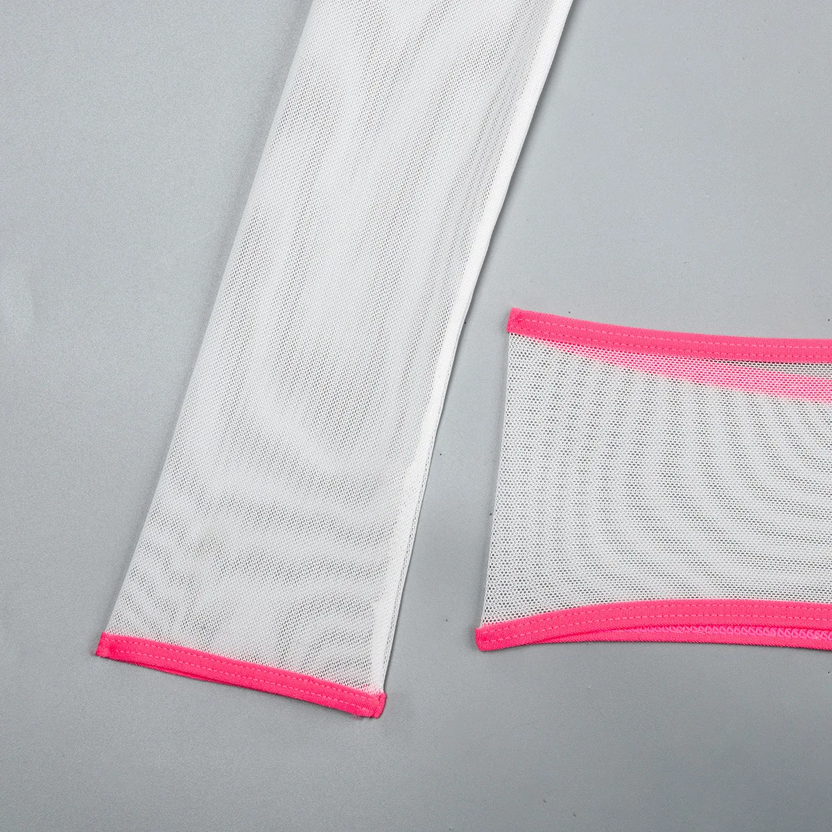 Elastic Mesh Perspective Contrasting Color Outer Cover With Long Sleeves And Camisole Jumpsuit Thin Yarn Bodysuits Women's FPL5