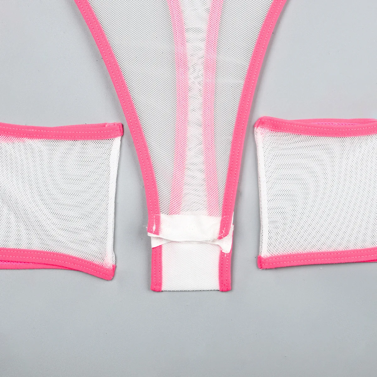 Elastic Mesh Perspective Contrasting Color Outer Cover With Long Sleeves And Camisole Jumpsuit Thin Yarn Bodysuits Women's FPL5