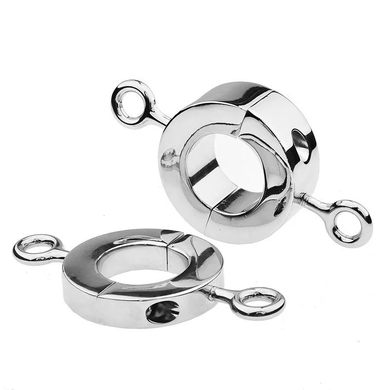 Stainless Steels Male Ball Stretcher With Leather Handcuff Ankle cuffs Penis Lock Metal Scrotum Pendant Cock Ring BDSM Sex Toys