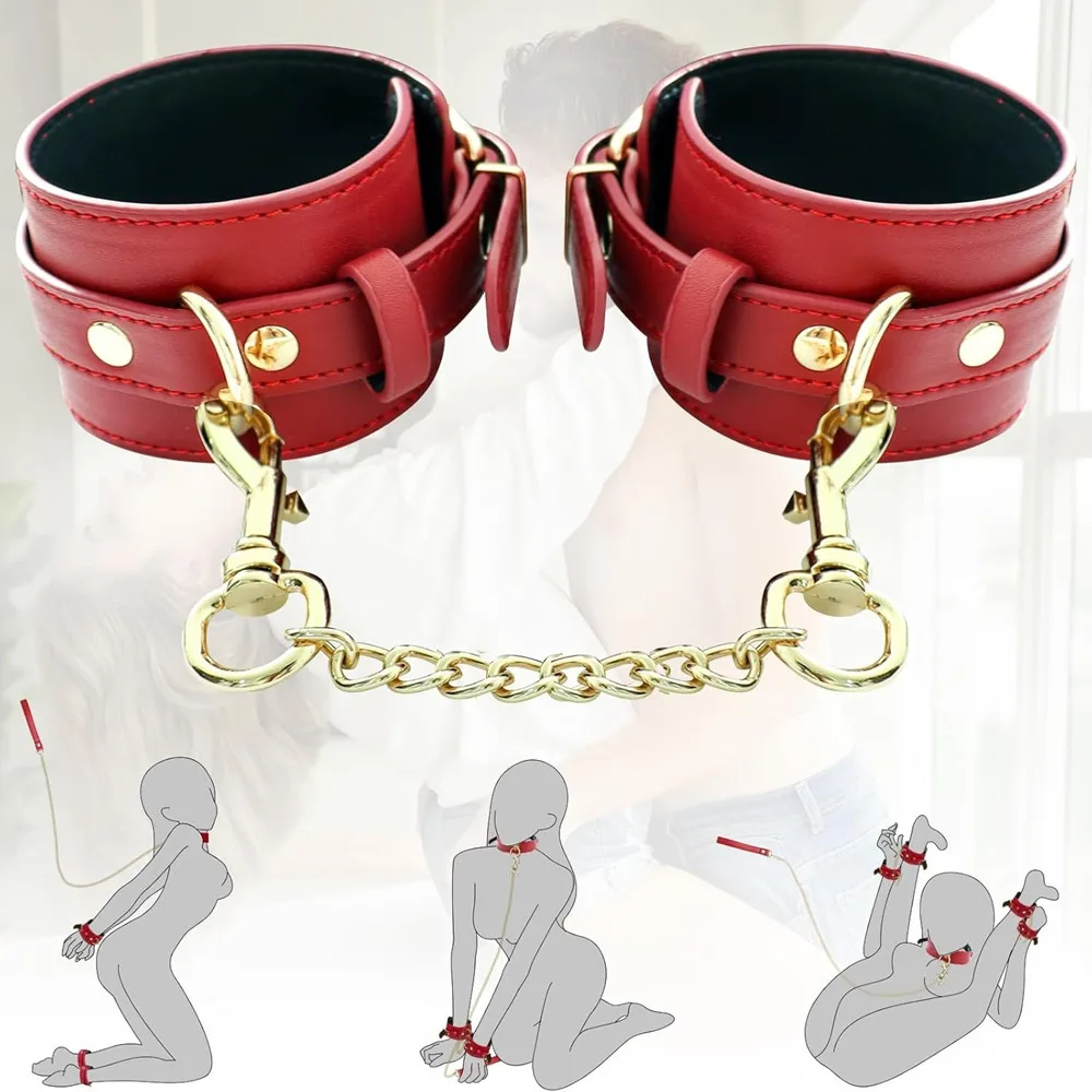 Sex Bondage BDSM Kit Sexy Slave Adjustable Leather Hand Ankle Cuffs Choker with Leash for Couple SM Sex Games Tool Cosplay Toys Sex Bondage BDSM Kit Sexy Slave Adjustable Leather Hand Ankle Cuffs Choker with Leash for Couple SM Sex Games Tool Cosplay Toys