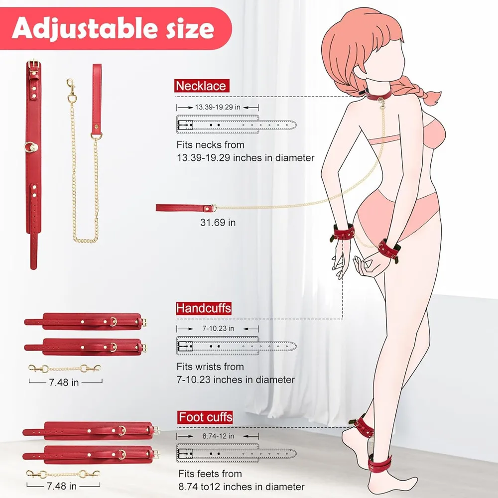 Sex Bondage BDSM Kit Sexy Slave Adjustable Leather Hand Ankle Cuffs Choker with Leash for Couple SM Sex Games Tool Cosplay Toys Sex Bondage BDSM Kit Sexy Slave Adjustable Leather Hand Ankle Cuffs Choker with Leash for Couple SM Sex Games Tool Cosplay Toys