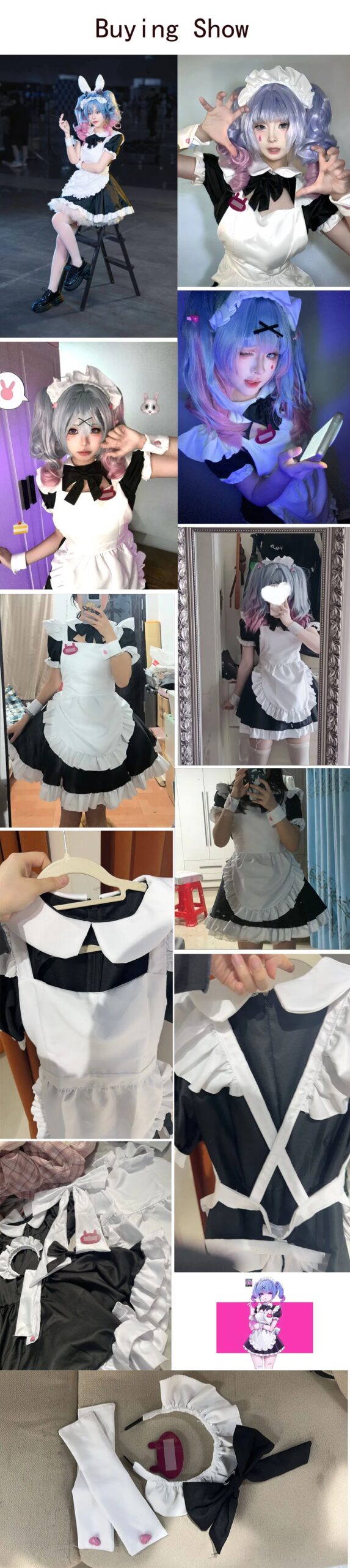 Mikuu Rabbit Hole Black and White Maid Sexy Dress With Headband Halloween Cosplay Costume Wig Princess Lolita Dress For Women Mikuu Rabbit Hole Black and White Maid Sexy Dress With Headband Halloween Cosplay Costume Wig Princess Lolita Dress For Women