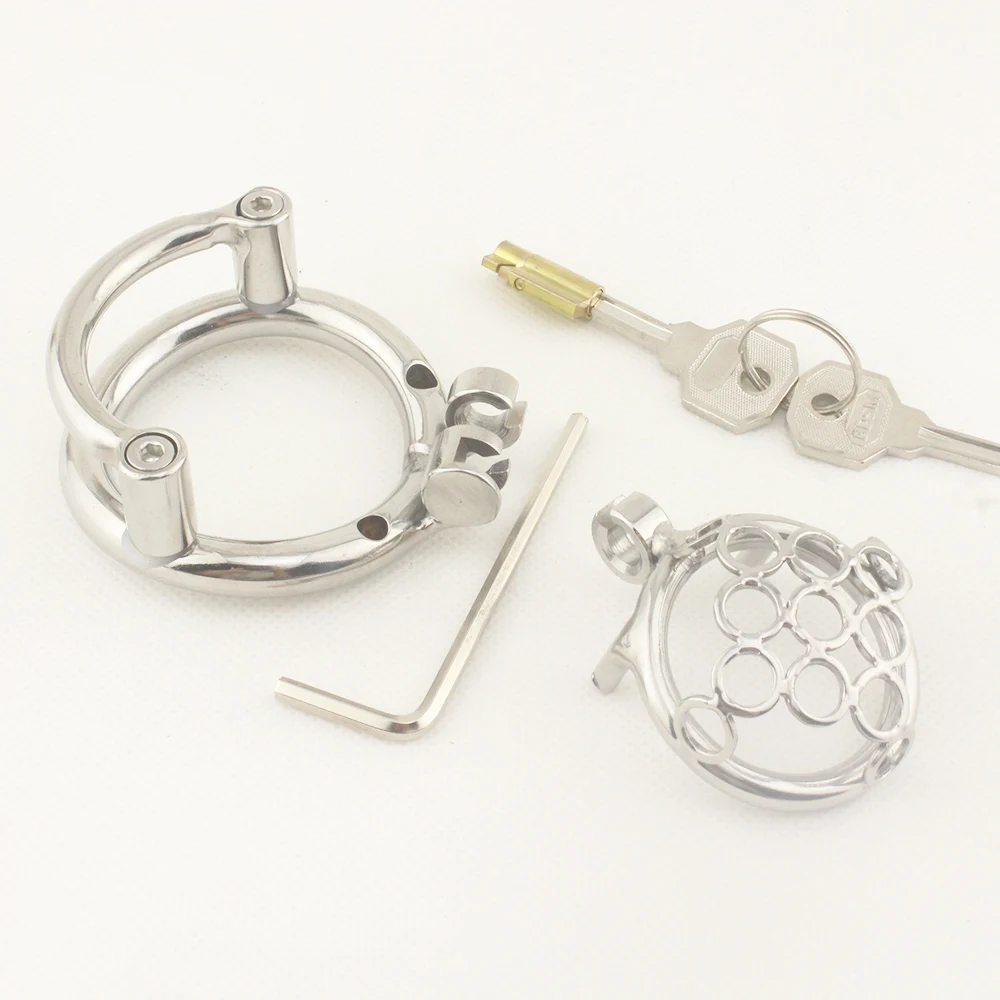 Stainless Steel Chastity Device Anti Slip Small Size Sexy Cock Cage Penis Ring Lock Chastity Belt Adult Games Bdsm Sex Toys