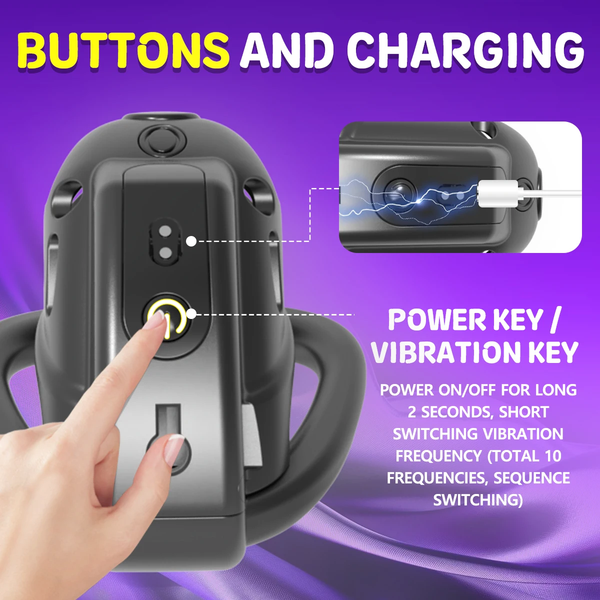 HESEKS Remote Control Vibrating Chastity Lock Male Chastity Penis Lock Abstinence Bondage Adult Erotic Sex Toys for Men 18+