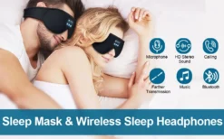 Casal usando máscara Bluetooth com fone e microfone embutidos
