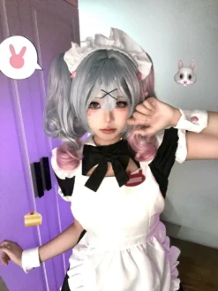 Cosplay Rabbit Hole maid vestido com peruca