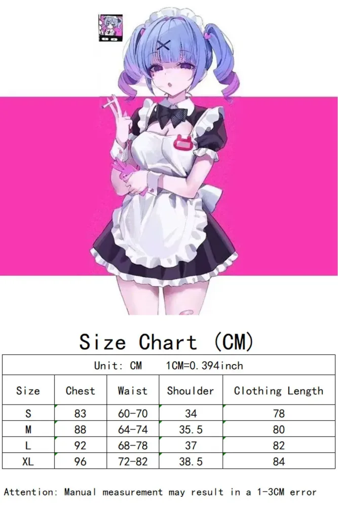 Tabela de medidas do cosplay Miku Rabbit Hole do S ao XL
