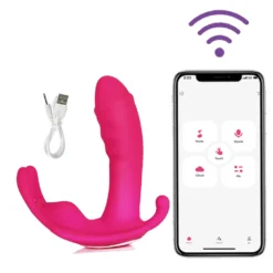 Vibrador vestível rosa controlado pelo aplicativo do celular