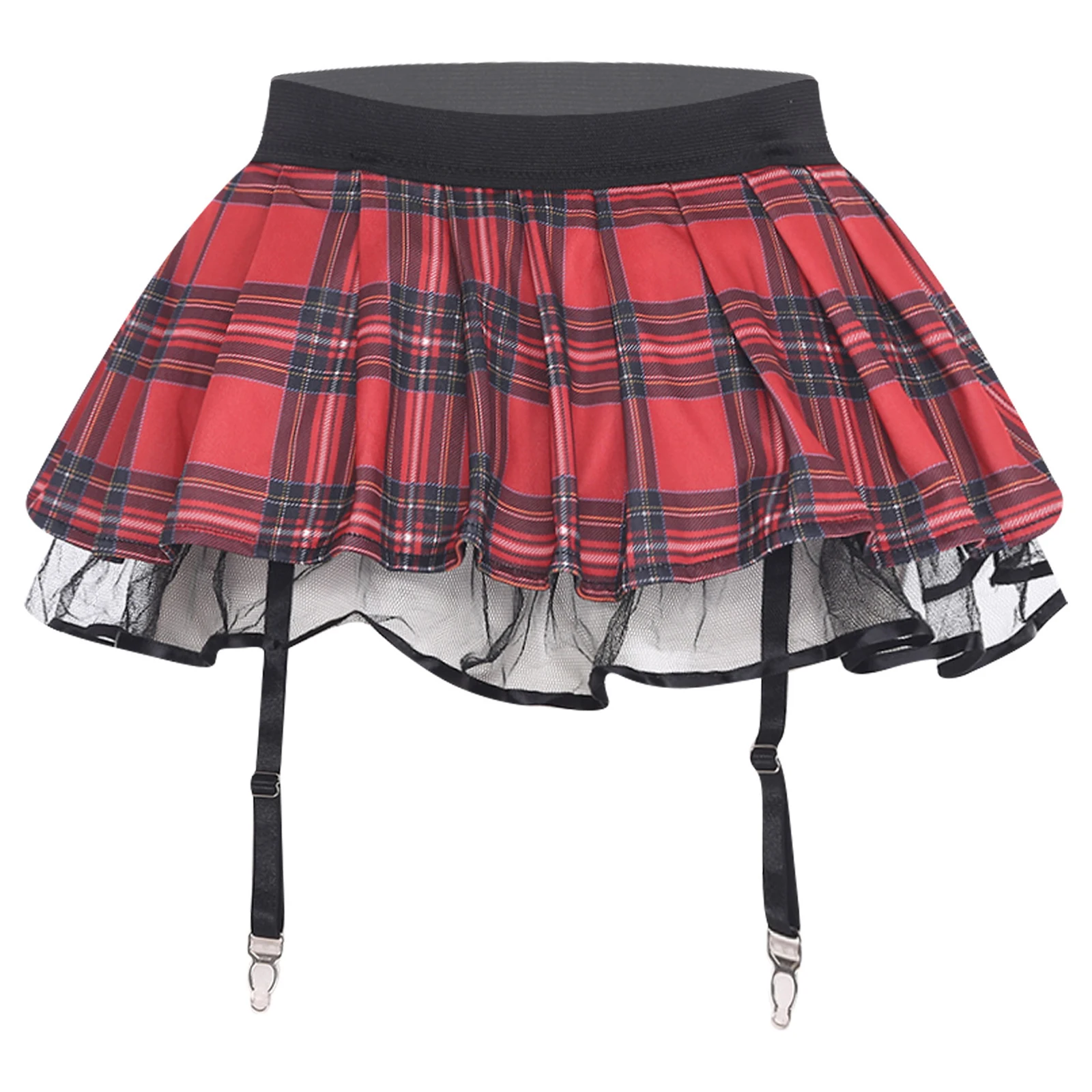 Minissaia Xadrez Colegial Garter Plissada - Imagem 4
