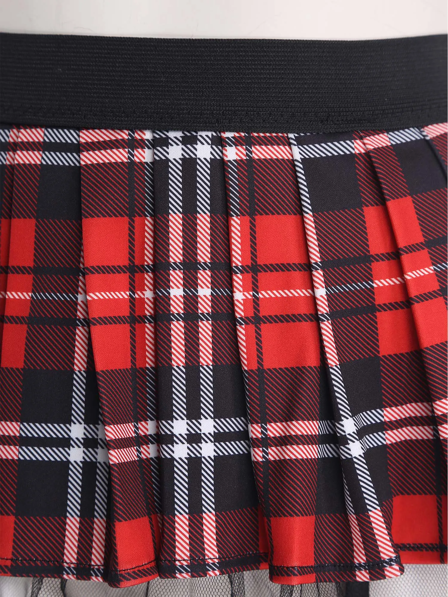 Minissaia Xadrez Colegial Garter Plissada - Imagem 5