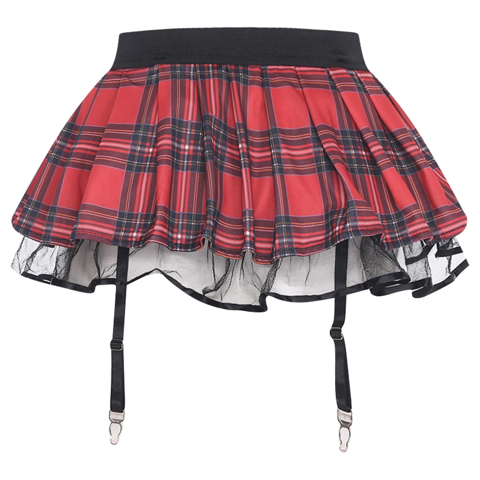 Minissaia Xadrez Colegial Garter Plissada - Imagem 3