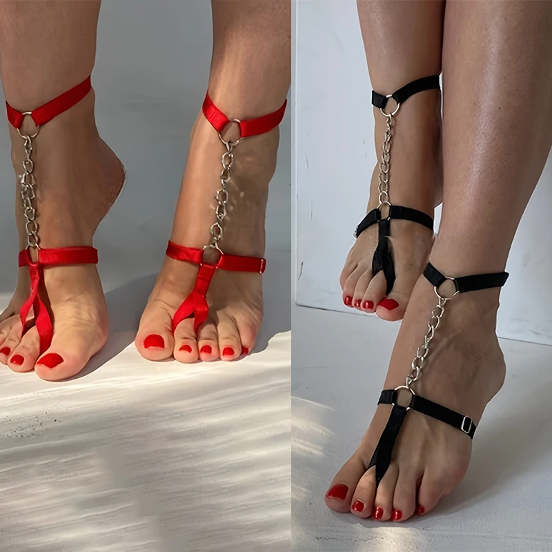 Tornozeleira Elástica com Corrente Band Anklet Bracelet Chain