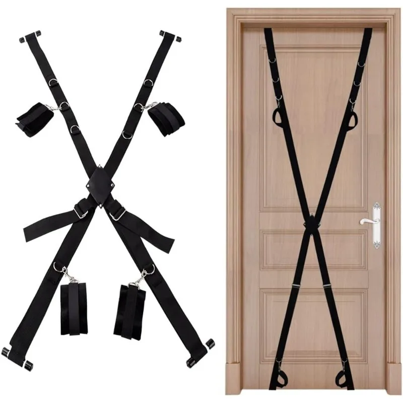 BDSM Adjustable Door Mount Sex Swing for Adult Adjustable Straps Hanging Door Handcuffs Wrist Ankle Bonding Restraints Sex Toys