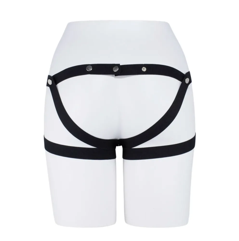Vista traseira da cinta auxiliar de castidade com as costas totalmente abertas estilo jockstrap