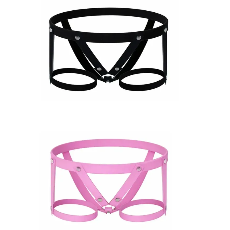 Kit com duas cintas auxiliares de castidade, uma preta e uma rosa