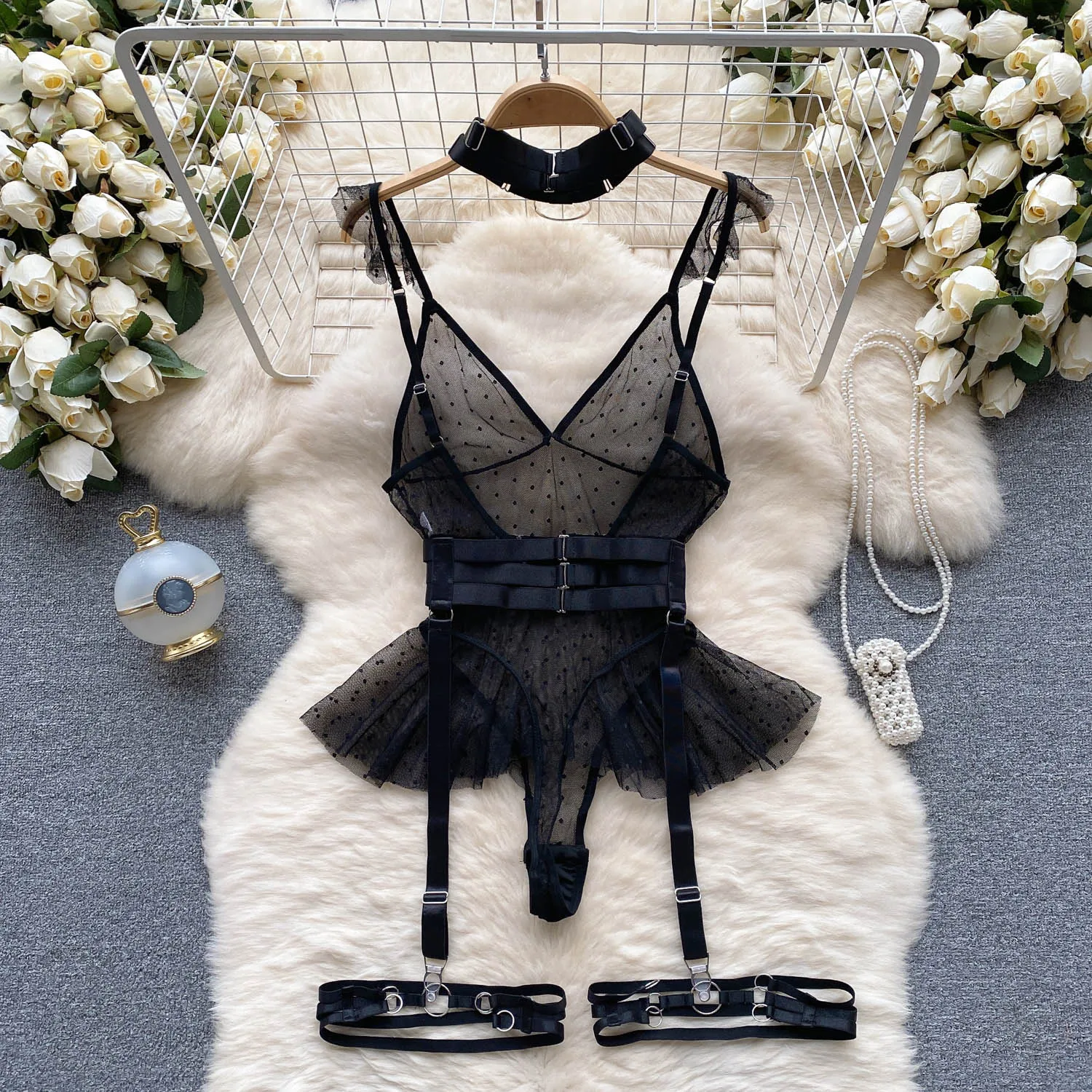 Sexy V-Ne Me Underbody Strap One-Piece Slimming Waist Bellflower Hem Commute Sle High Waist ort Pants Straight Cut Sexy V-Ne Me Underbody Strap One-Piece Slimming Waist Bellflower Hem Commute Sle High Waist ort Pants Straight Cut