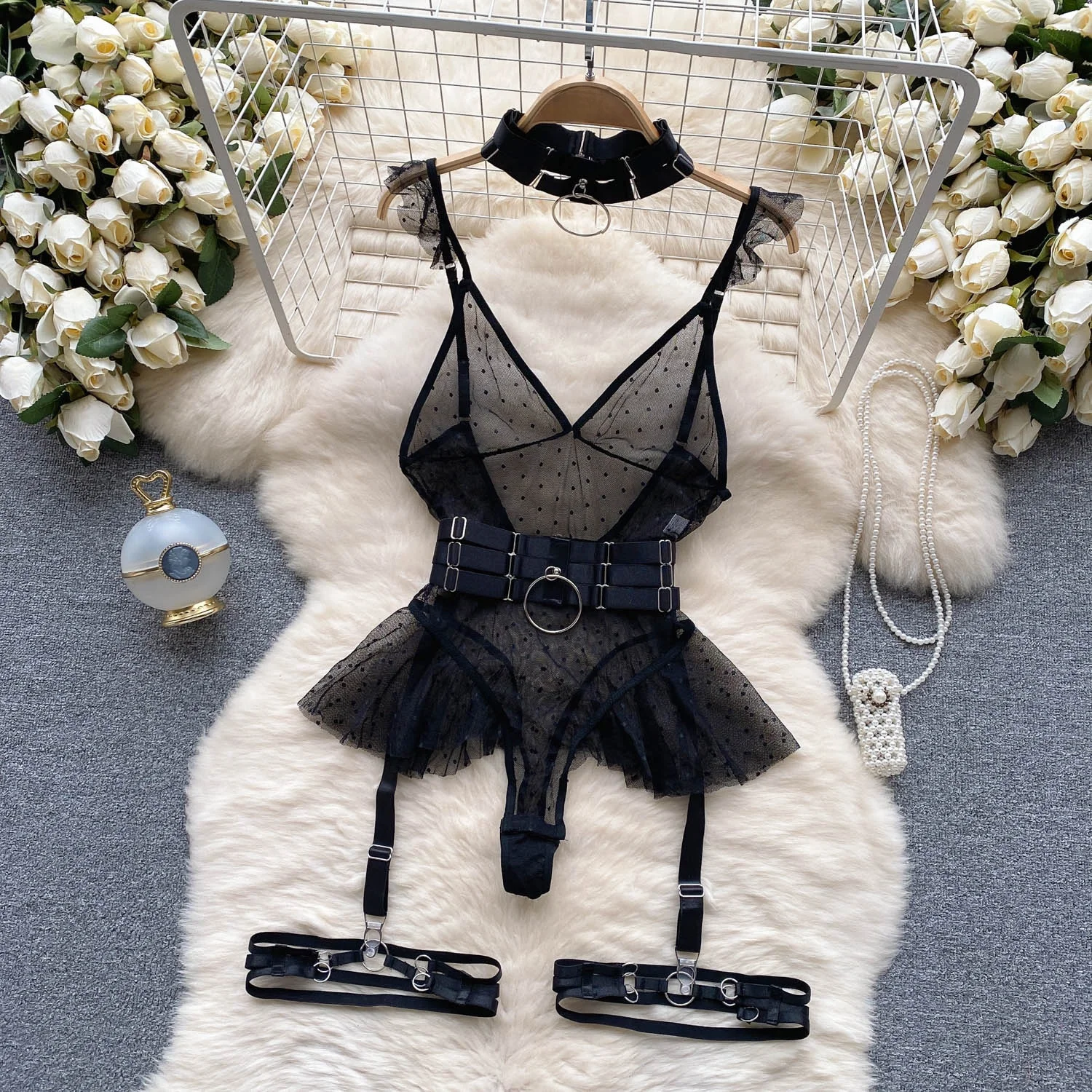 Sexy V-Ne Me Underbody Strap One-Piece Slimming Waist Bellflower Hem Commute Sle High Waist ort Pants Straight Cut Sexy V-Ne Me Underbody Strap One-Piece Slimming Waist Bellflower Hem Commute Sle High Waist ort Pants Straight Cut