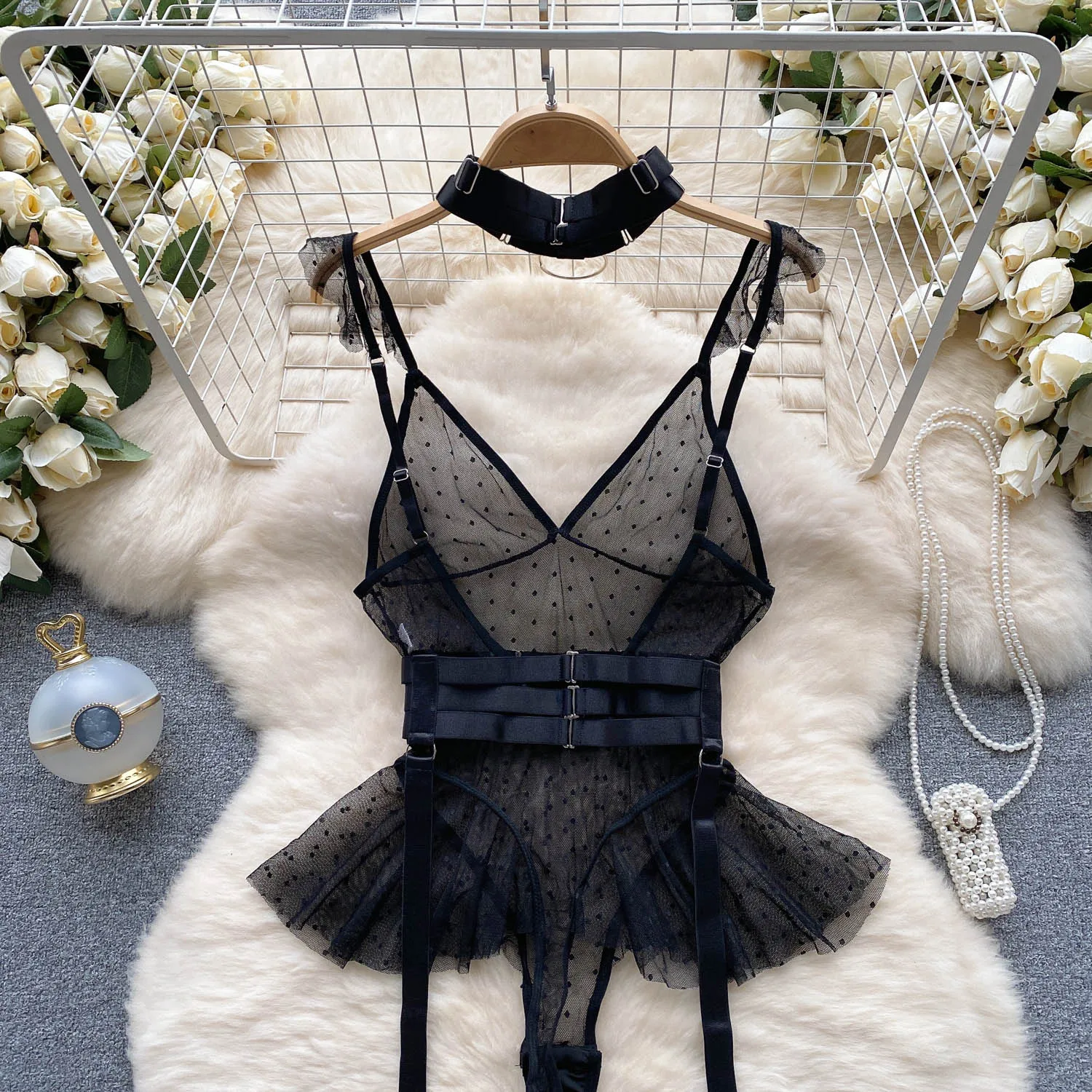Sexy V-Ne Me Underbody Strap One-Piece Slimming Waist Bellflower Hem Commute Sle High Waist ort Pants Straight Cut Sexy V-Ne Me Underbody Strap One-Piece Slimming Waist Bellflower Hem Commute Sle High Waist ort Pants Straight Cut