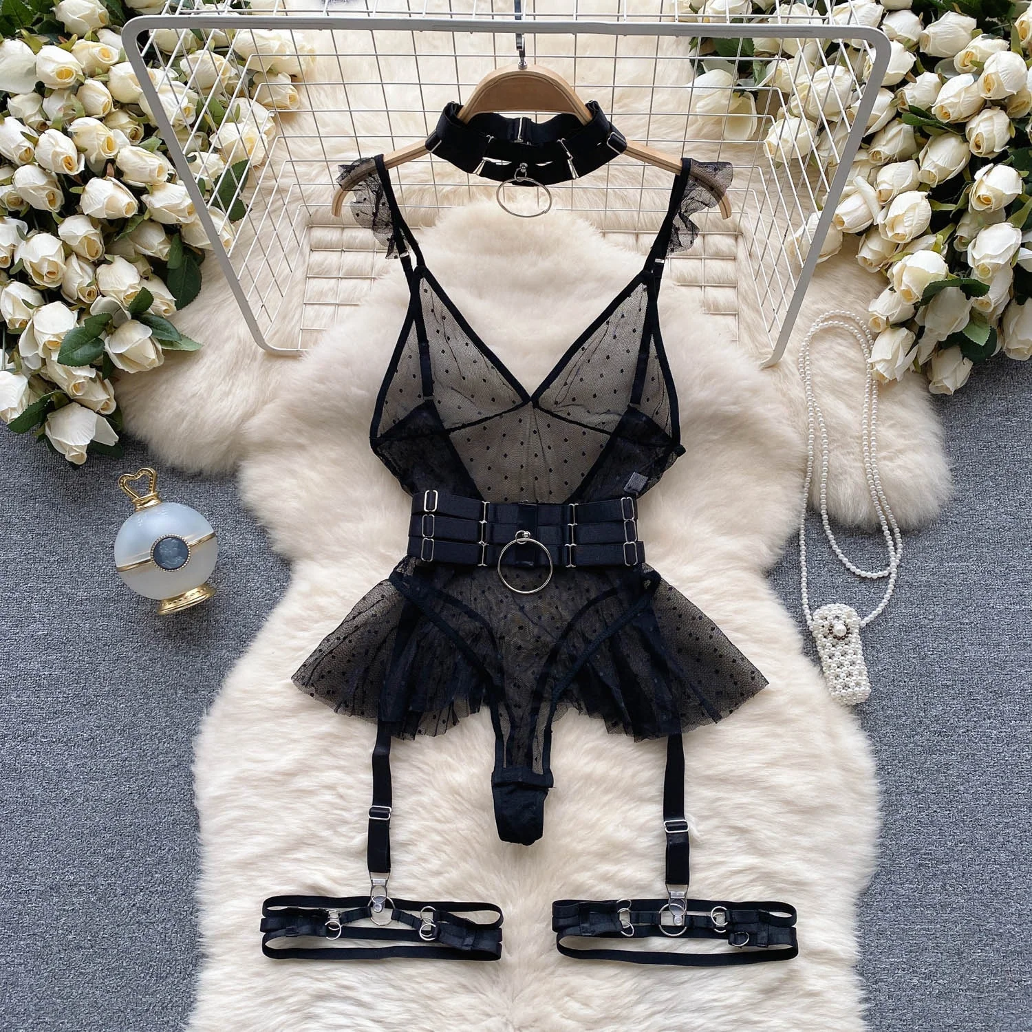 Sexy V-Ne Me Underbody Strap One-Piece Slimming Waist Bellflower Hem Commute Sle High Waist ort Pants Straight Cut Sexy V-Ne Me Underbody Strap One-Piece Slimming Waist Bellflower Hem Commute Sle High Waist ort Pants Straight Cut