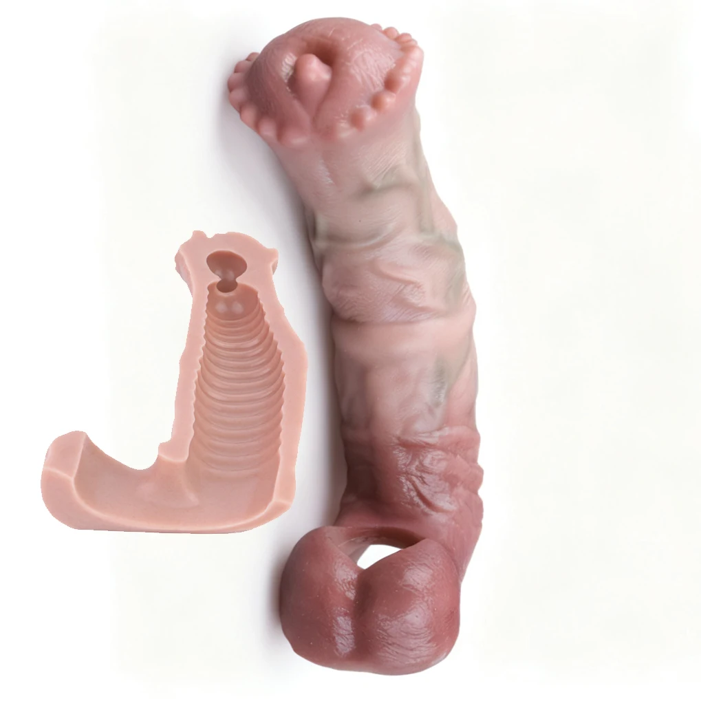 Manga Peniana FAAK Silicone Fantasy Extensor Peniano Anel Escrotal Dog Knot