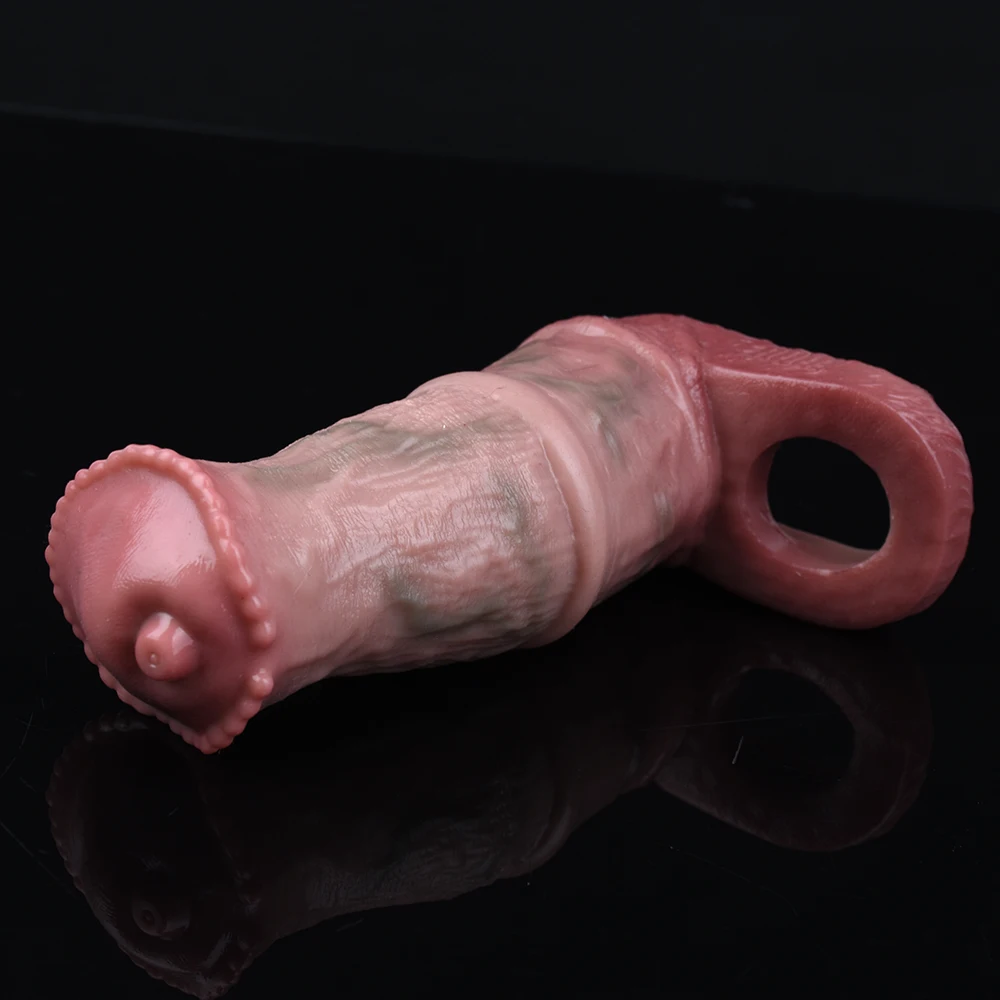 Manga Peniana FAAK Silicone Fantasy Extensor Peniano Anel Escrotal Dog Knot - Imagem 6
