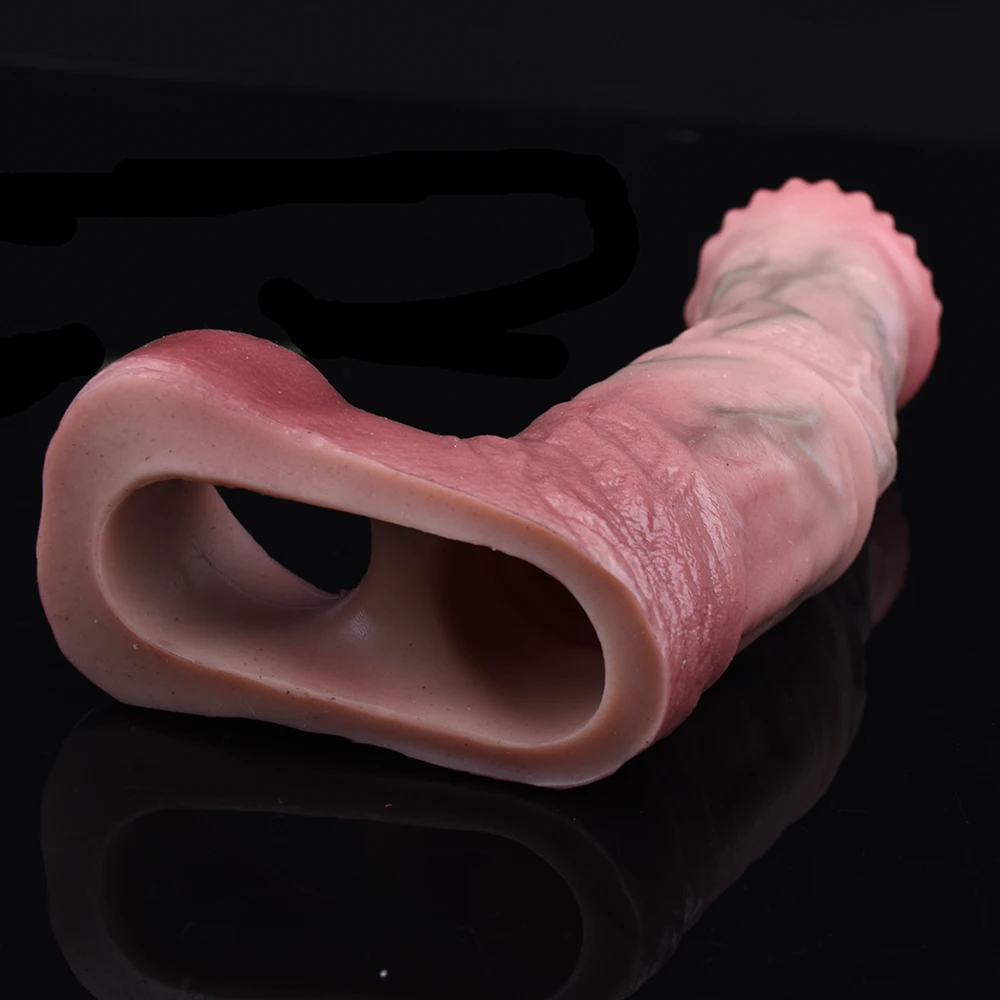 Manga Peniana FAAK Silicone Fantasy Extensor Peniano Anel Escrotal Dog Knot - Imagem 5