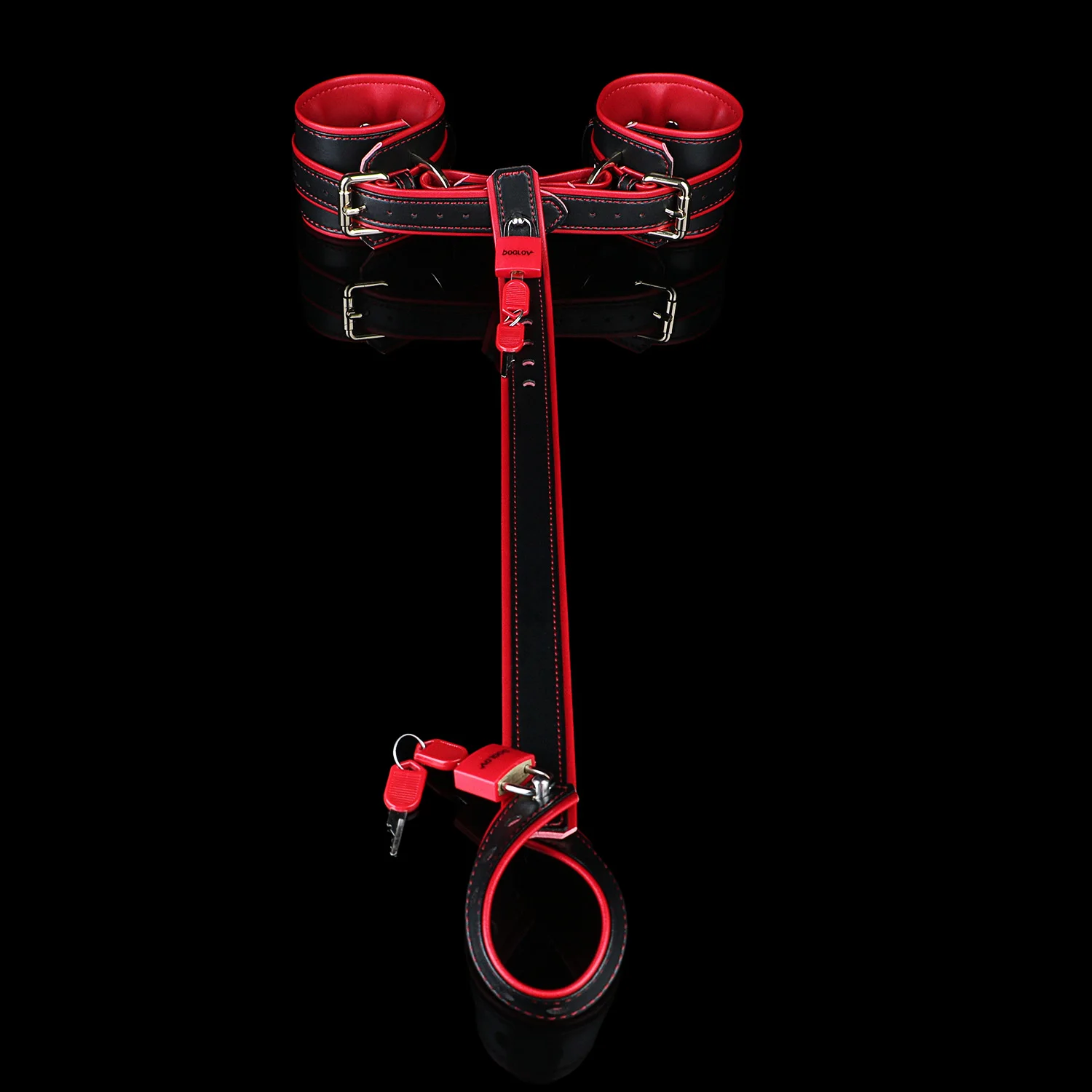 Arnês Cativo | Bondage Masculino de Couro Algema de Testículos e Pulsos - Imagem 4