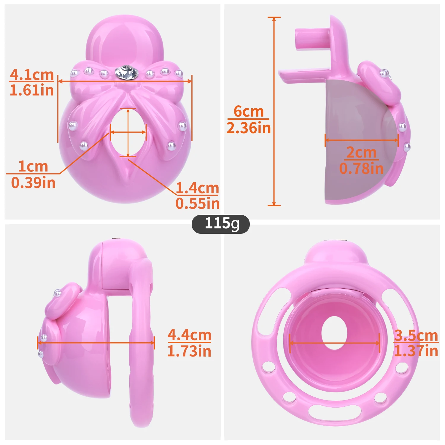 Docinho Rosa: Gaiola de Castidade Sissy com Laço e Pérolas - Imagem 2