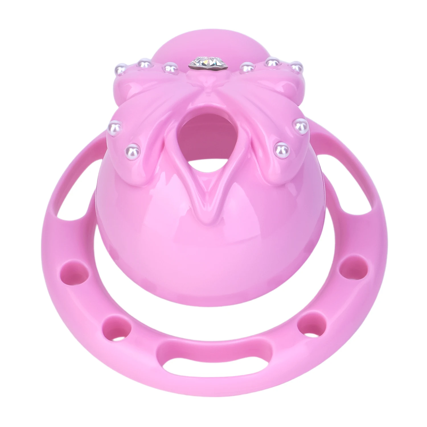 Docinho Rosa: Gaiola de Castidade Sissy com Laço e Pérolas - Imagem 6