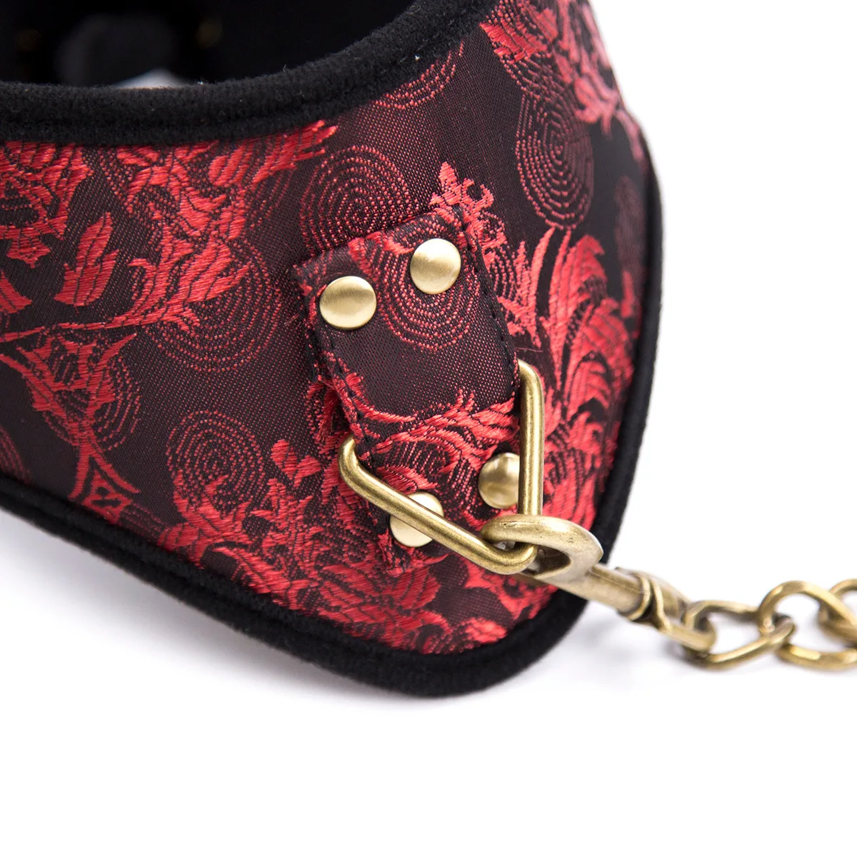 Renascença: Kit Bondage de Luxo em Brocado Floral Vermelho e Preto - Imagem 4