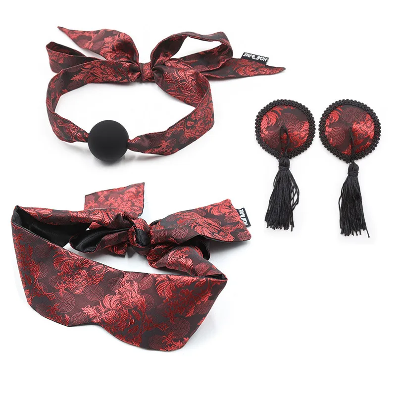 Renascença: Kit Bondage de Luxo em Brocado Floral Vermelho e Preto - Imagem 3
