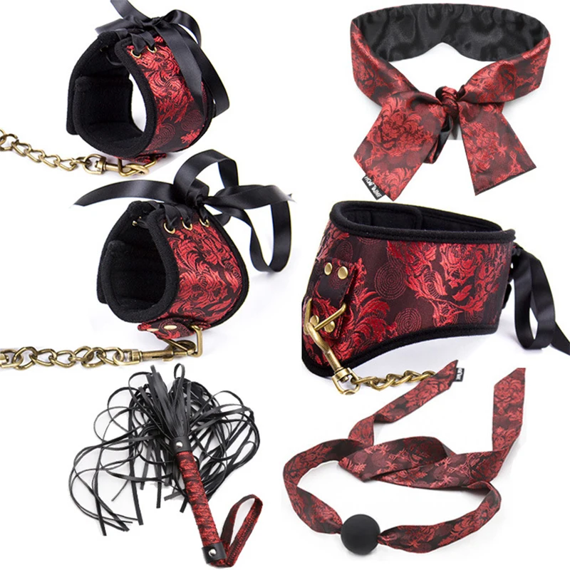 Renascença: Kit Bondage de Luxo em Brocado Floral Vermelho e Preto - Imagem 5