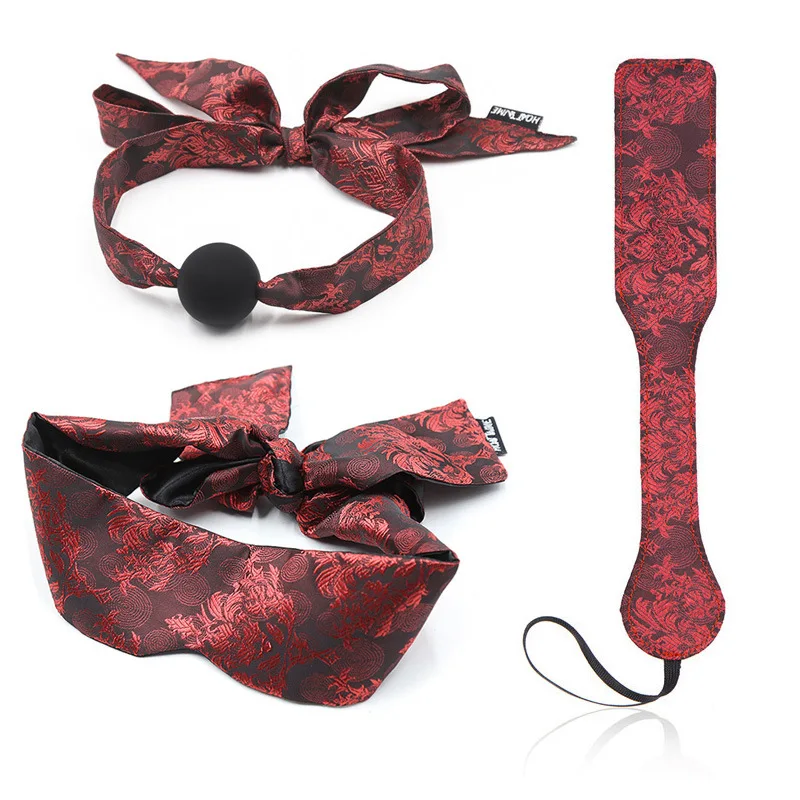 Renascença: Kit Bondage de Luxo em Brocado Floral Vermelho e Preto - Imagem 2
