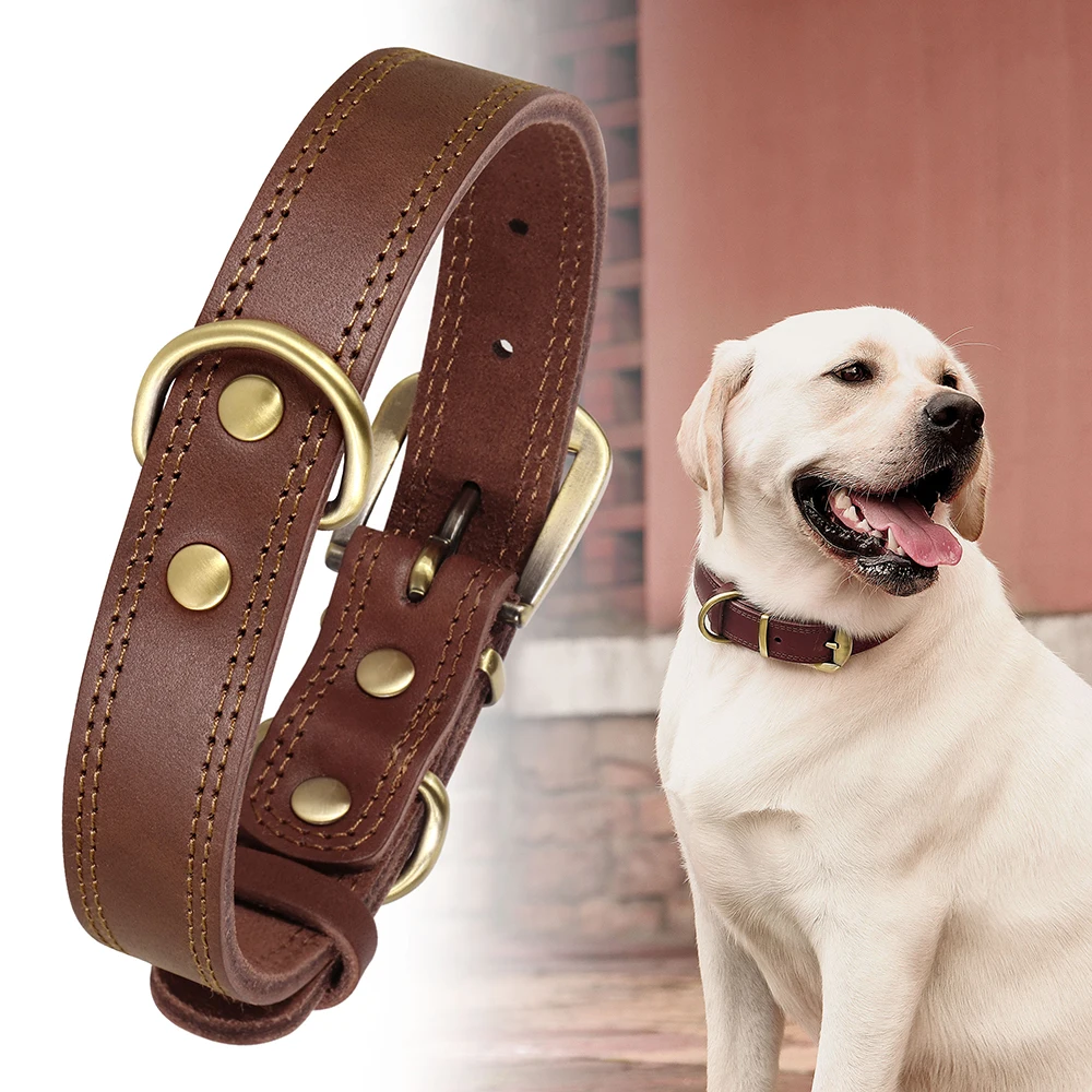 Coleira de Couro Genuíno Dog Pet Play Bondage Duplo D-Ring - Imagem 2