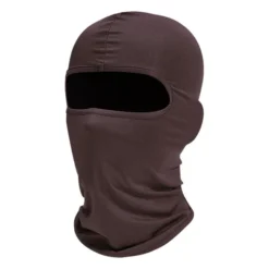 Balaclava na cor vermelho café, de tecido elástico com abertura única para os olhos