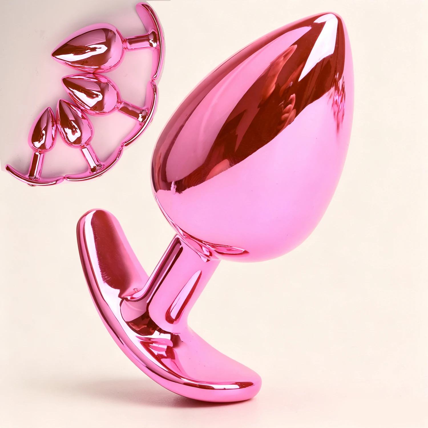 Rosé Gem Plug Anal Metal Cromado Pedra Preciosa 4 Tamanhos