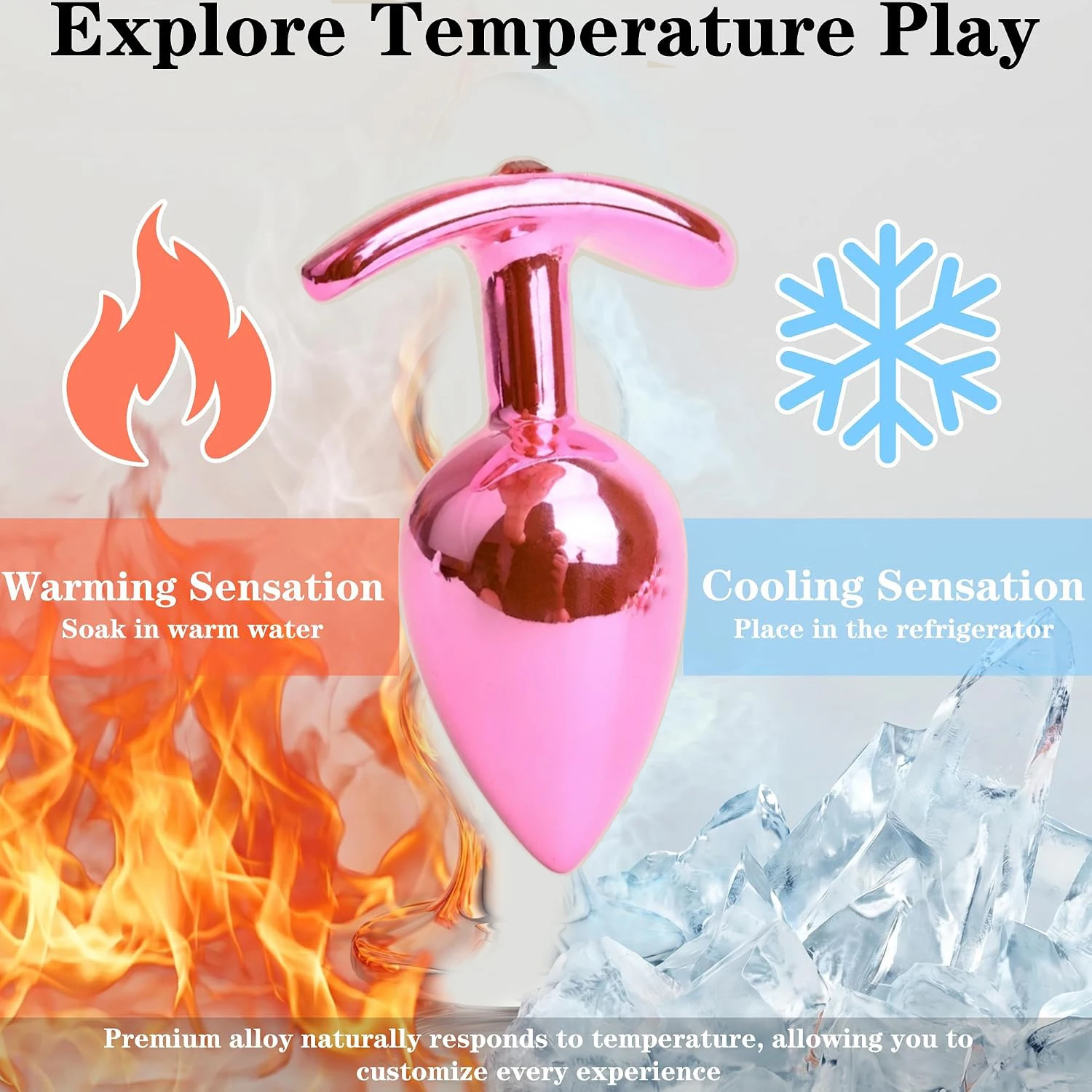 Plug anal Rosé Gem responde a jogo de temperatura quente e frio