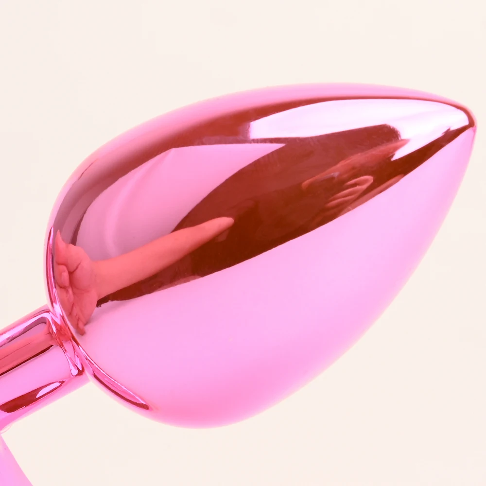 Rosé Gem Plug Anal Metal Cromado Pedra Preciosa 4 Tamanhos - Imagem 4