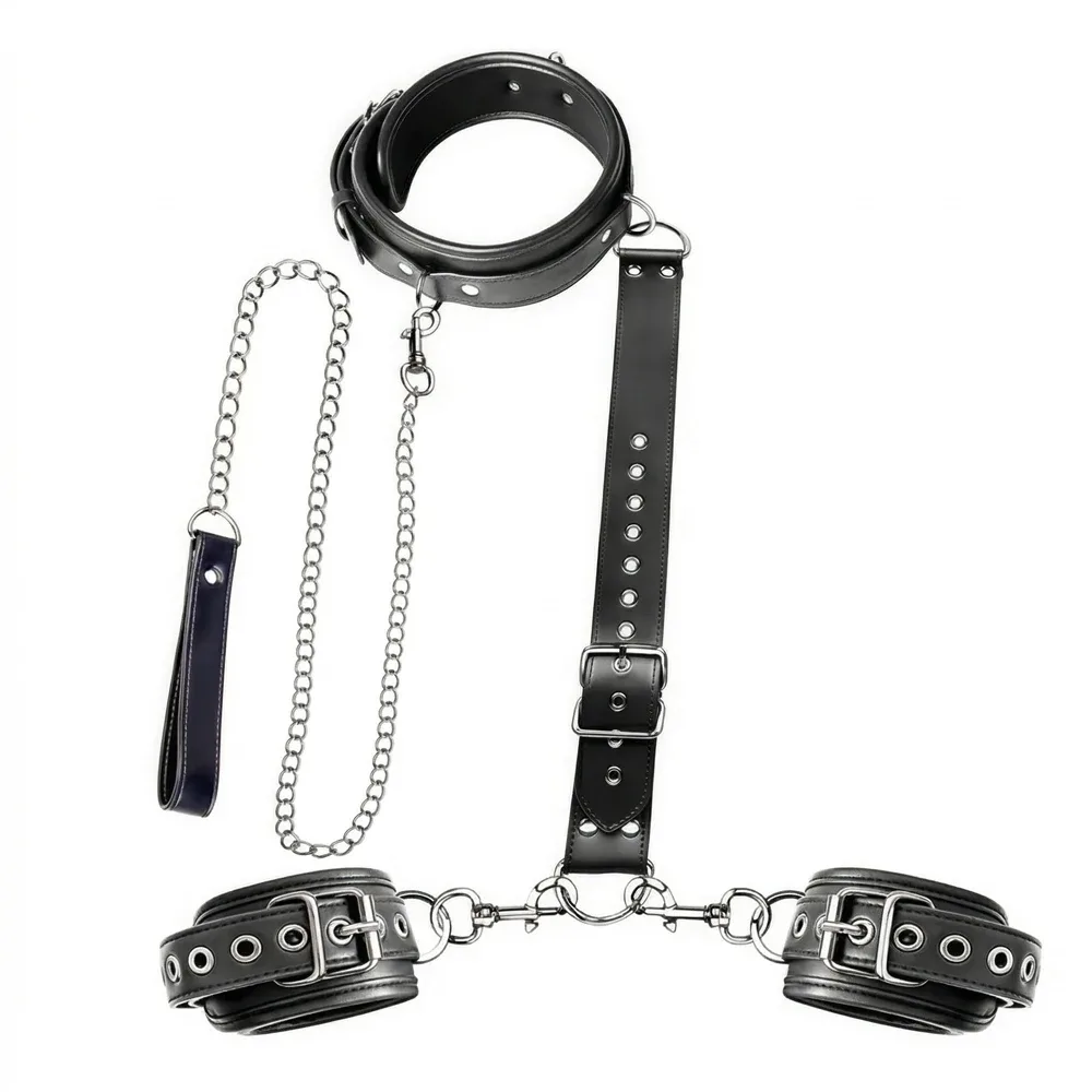 Coleira Obsidian kit de bondage com algemas e guia com corrente