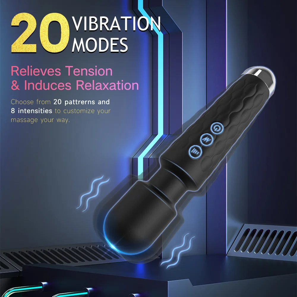 20 modos de vibração e 8 intensidades do wand vibrador Essential