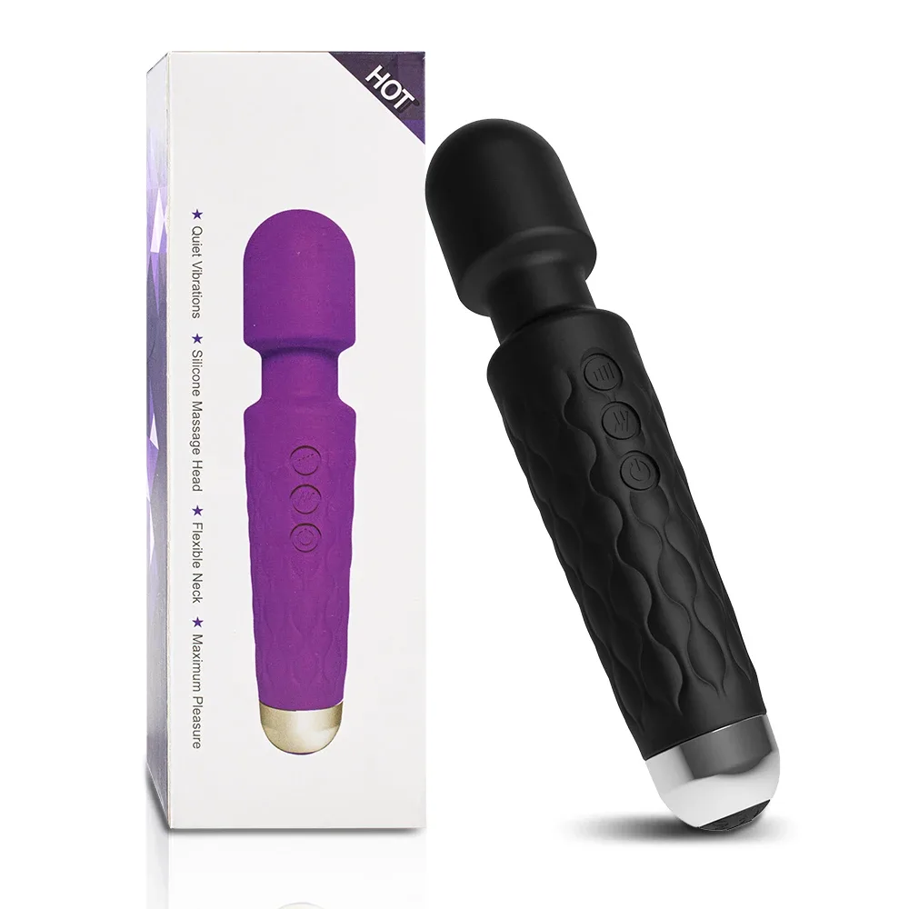 Wand vibrador Essential preto, silicone à prova d'água