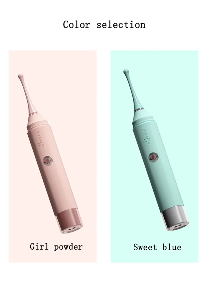 As duas cores do vibrador clitoriano Estilete lado a lado, rosa e azul menta