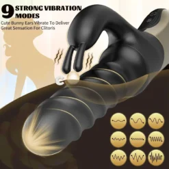 Orelhas de coelho com 9 modos de vibração clitoriana do vibrador Tornado