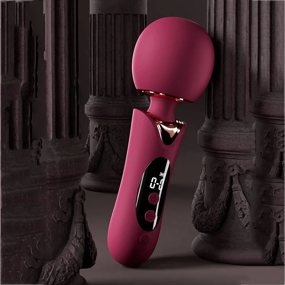 Wand vibrador massageador de cabeça grande apoiado em cena escura