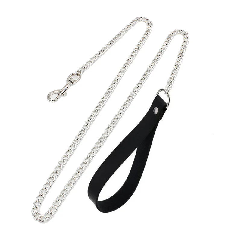 Guia de Coleira Metal Chain Leash Choker BDSM